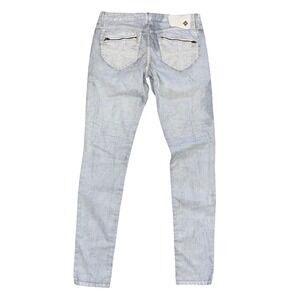Monarchy Mens Slim Fit Grey Acid Wash Studded Union Jack Zipper Pocket Jeans 30